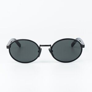 Prada Men Sunglasses Black Grey Oval PRB56S AAV08Z NEW AUTHENTIC